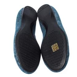 مملوكة مسبقًا حذاء باليرينا فلات سالفاتوري فيراغامو فيونكة دنيم أزرق مقاس 39