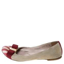 Pre Owned Salvatore Ferragamo Multicolor Fabric Varina Bow Ballet Flats Size 38.5