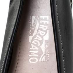 Salvatore Ferragamo Black Leather Gancio Bit Loafers Size 37