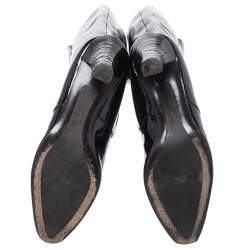 Pre Owned Salvatore Ferragamo Black Patent Leather Knee Length Boots Size 38
