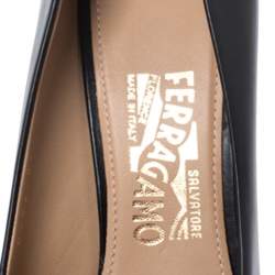 Pre Owned Salvatore Ferragamo Black Leather Leo Platform Pumps Size 39