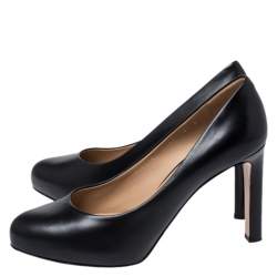 Pre Owned Salvatore Ferragamo Black Leather Leo Platform Pumps Size 39