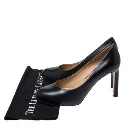 Pre Owned Salvatore Ferragamo Black Leather Leo Platform Pumps Size 39