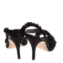 Salvatore Ferragamo Black Satin and Sequins Lucente Sandals Size 38.5