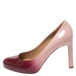 Pre Owned حذاء كعب عالي سالفاتوري فيراغامو جلد لامع أومبريه وردي/ أحمر مقاس 40