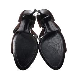 Salvatore Ferragamo Dark Brown Strap Open Toe Sandals Size 41.5