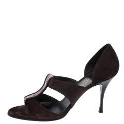 Salvatore Ferragamo Dark Brown Strap Open Toe Sandals Size 41.5