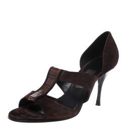 Salvatore Ferragamo Dark Brown Strap Open Toe Sandals Size 41.5