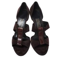 Salvatore Ferragamo Dark Brown Strap Open Toe Sandals Size 41.5