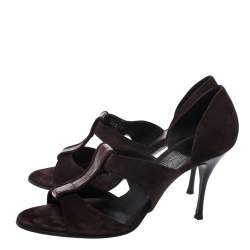 Salvatore Ferragamo Dark Brown Strap Open Toe Sandals Size 41.5