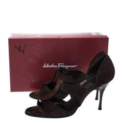 Salvatore Ferragamo Dark Brown Strap Open Toe Sandals Size 41.5