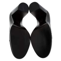 Pre Owned Salvatore Ferragamo Black Leather Fele Gancio Detail Block Heel Loafer Pumps Size 40.5