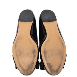 Pre Owned Salvatore Ferragamo Black Patent Leather Vara Bow Ballet Flats Size 36