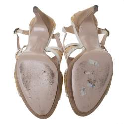 Salvatore Ferragamo Beige Canvas and Leather Maputo Sandals Size 40