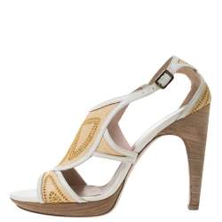Salvatore Ferragamo Beige Canvas and Leather Maputo Sandals Size 40