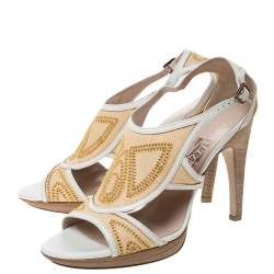 Salvatore Ferragamo Beige Canvas and Leather Maputo Sandals Size 40