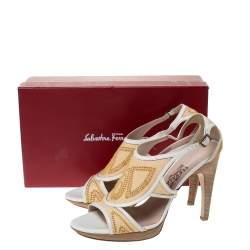 Salvatore Ferragamo Beige Canvas and Leather Maputo Sandals Size 40