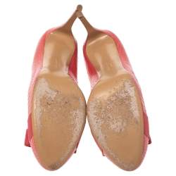 Pre Owned Salvatore Ferragamo Pink Python Embossed Leather Carla Vara Bow Pumps Size 39
