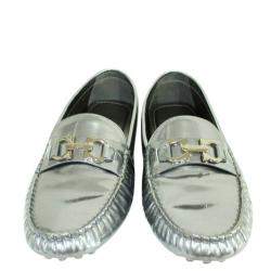 Pre Owned Salvatore Ferragamo Silver Leather   Loafers 