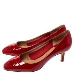 Pre Owned Salvatore Ferragamo Red Patent Leather Pumps Size 39