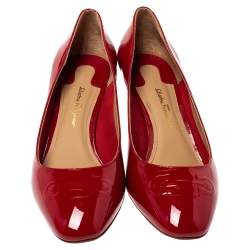 Pre Owned Salvatore Ferragamo Red Patent Leather Pumps Size 39