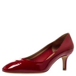 Pre Owned Salvatore Ferragamo Red Patent Leather Pumps Size 39