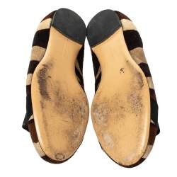 Pre Owned حذاء باليرينا فلات سالفاتوري فيراغامو مزين فيونكة فارينا فرو عجل متعدد الألوان مقاس 38.5