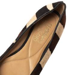 Pre Owned حذاء باليرينا فلات سالفاتوري فيراغامو مزين فيونكة فارينا فرو عجل متعدد الألوان مقاس 38.5