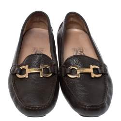 Salvatore Ferragamo Black Leather Gancini Bit Loafers Size 37.5