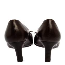 Pre Owned حذاء كعب عالي سالفاتوري فيراغامو جلد بني مقاس 39.5