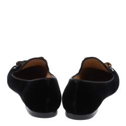 Salvatore Ferragamo Black Velvet Bow Detail Smoking Slippers Size 37.5