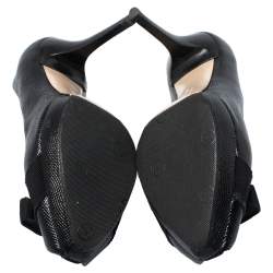 مملوكة مسبقًا Salvatore Ferragamo Black Lizard Embossed Leather Peep Toe Pumps Size 39.5