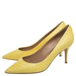 Salvatore Ferragamo Yellow Python Susi Pointed Toe Pumps Size 37.5