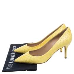 Salvatore Ferragamo Yellow Python Susi Pointed Toe Pumps Size 37.5