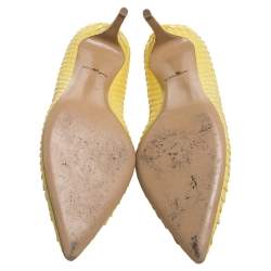 Salvatore Ferragamo Yellow Python Susi Pointed Toe Pumps Size 37.5