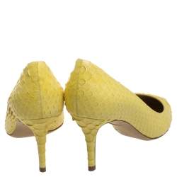 Salvatore Ferragamo Yellow Python Susi Pointed Toe Pumps Size 37.5