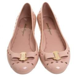 Salvatore Ferragamo Beige Jelly Bow Ballet Flats Size 38.5