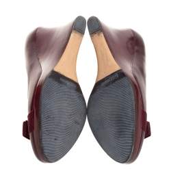 Pre Owned حذاء كعب عالي سالفاتوري فيراغامو كعب روكي فيونكة فارا جلد بني محمر مقاس 40