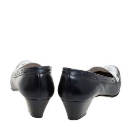Pre Owned Salvatore Ferragamo Black Leather Fringe Bow Detail Loafers Pumps Size 39.5