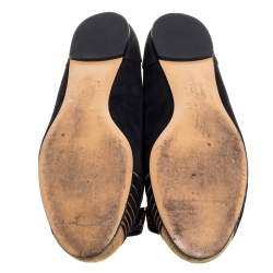 Pre Owned حذاء باليريرينا فلات سالفاتوري فيراغامو سويدي أسود بفيونكة مقاس 37