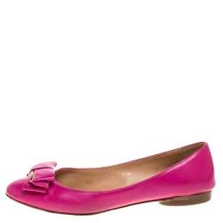 Salvatore Ferragamo Pink Leather Bow Ballet Flats Size 36.5