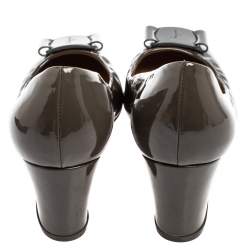 Salvatore Ferragamo Two Tone Patent Leather Wedge Pumps Size 38