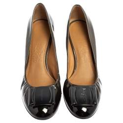 Salvatore Ferragamo Two Tone Patent Leather Wedge Pumps Size 38