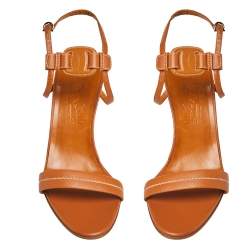 Salvatore Ferragamo Tan Leather Wedge Sandals Size 39
