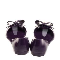 Pre Owned حذاء فلات سالفاتوري فيراغامو باربادوس طراز دورساي مزين فيونكة مطاط بنفسجي مقاس 38.5