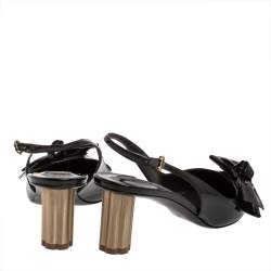 مملوكة مسبقًا Salvatore Ferragamo Black Bow Patent Leather Slingback Pumps Size 35.5  
