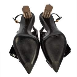 مملوكة مسبقًا Salvatore Ferragamo Black Bow Patent Leather Slingback Pumps Size 35.5  