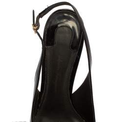 مملوكة مسبقًا Salvatore Ferragamo Black Bow Patent Leather Slingback Pumps Size 35.5  