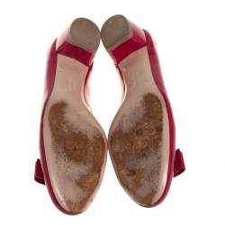 Pre Owned Salvatore Ferragamo Pink Leather Vara Bow Block Heel Pumps Size 38.5