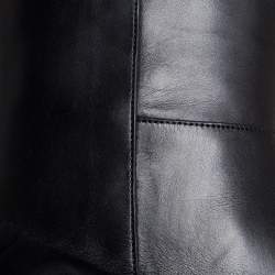 Pre Owned Salvatore Ferragamo Black Leather Square Toe Mid Calf Boots Size 40